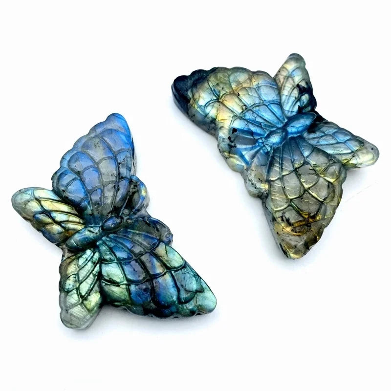 Hot Sale Product Natural Gemstone Crystal Carved Animal Ornament Labradorite Butterfly
