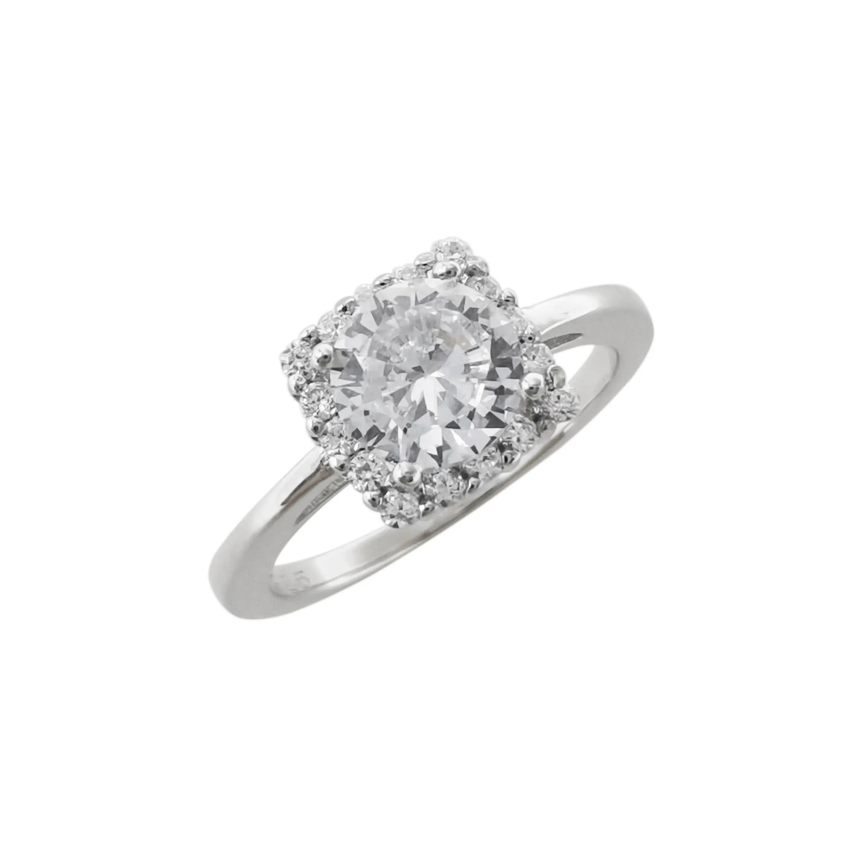 Wholesale Price Trendy Princess Square Row Micro Pave Insert Zircon Engagement Rings Women 925 Sterling Silver Gift