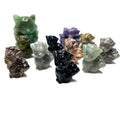 Wholesale Polished Natural Labradorite Rose Quartz Crystal Stone Nine Tail Fox Carvings Love Theme Crystal Decoration