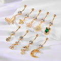 POENNIS Gold Plated Stainless Steel Dragon Butterfly Belly Button Rings Wholesale Floating Surgical Steel Moon Sun Sets Wedding