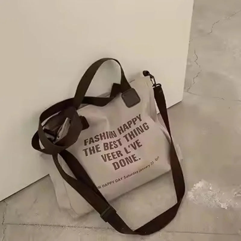 Large Capacity Customized Logo Fashion Cotton Canvas Women's Tote Hand Bag Portable Messenger Shoulder Bag Wholesale Women Bags