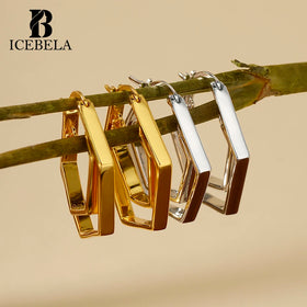 Fashion Custom Latest Trendy 925 Sterling Silver 18k Gold Plated Fine Jewelry Double Hexagon Huggie Hoop Earrings for Girls