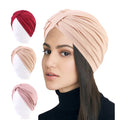 Colorful Pre Tied Turban Headwrap Muslim Stretch Turban Cap Women Turban Hat for Women