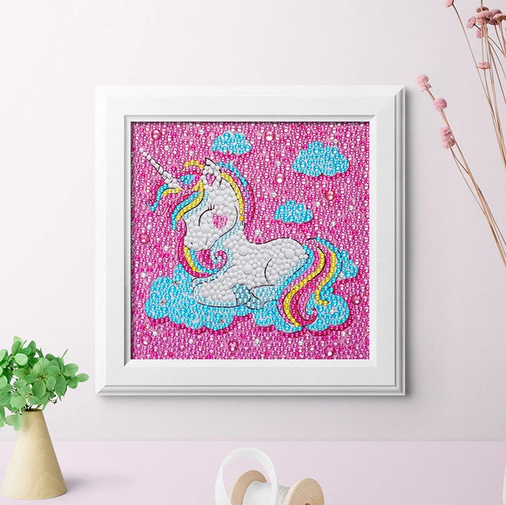 DIY 5D Diamond Painting Kits for Kids Crystal Diamond Painting Children Cartoon Unicorn Painting With Frame Home Decor