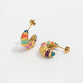 JLE0272 18K PVD Tarnish Free New Spring & Summer Colorful Enamel Croissant Stainless Steel Hoop Earring