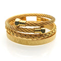 Fashion Roman Numeral Stainless Steel Bracelets Sets Hemp Rope Buckle Open Bangles for Men Jewelry Hiphop Zircon Geometric