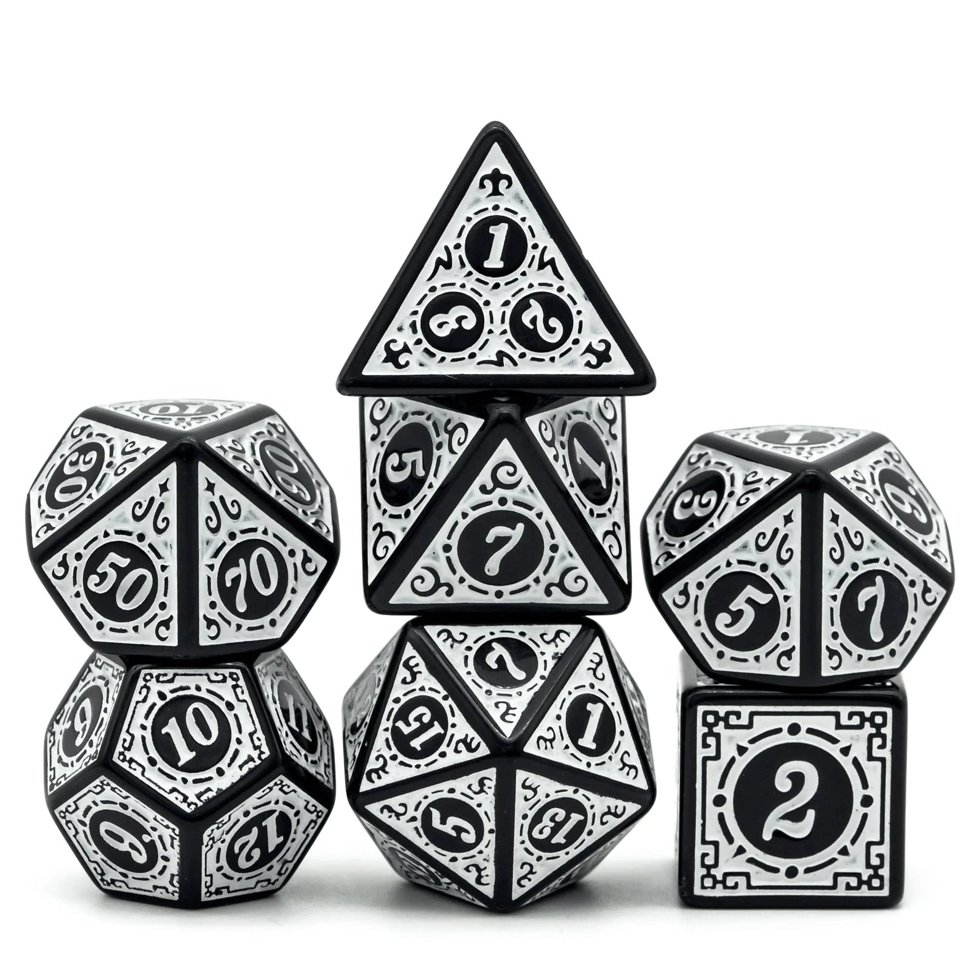 Udixi Polyhedral Plastic RPG Dungeons and Dragons Custom logo Acrylic Dice Set Pattern White