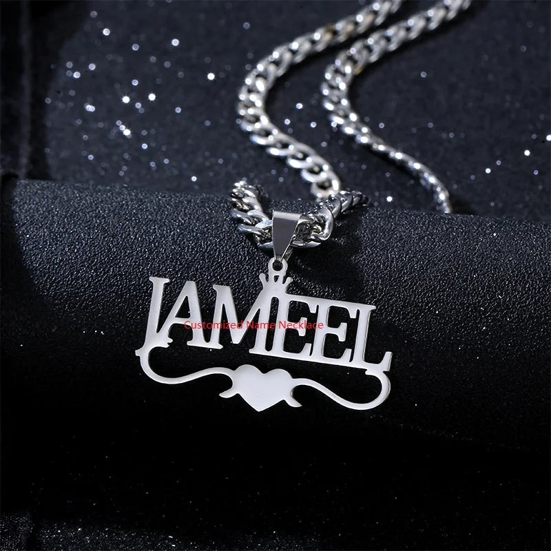 Custom Design Stainless Steel Silver Necklace Fashion Jewelry Men Women Necklace Letter Name Pendants for Necklace