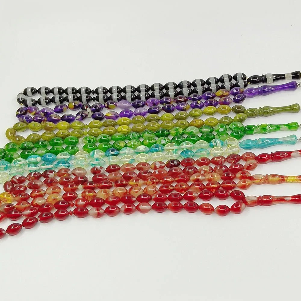 Popular 33 Beads Resin Bead for Prayer Rosary Jewelry Muslim Islamic Prayer Beads Rosary With Silver Tassel