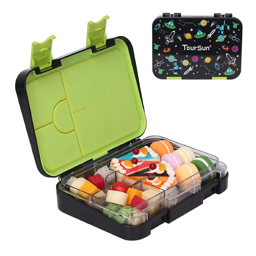 Toursun Food Lunch Box for Kids School Bpa Free 4 Compartment Tritan Kids Bento Box