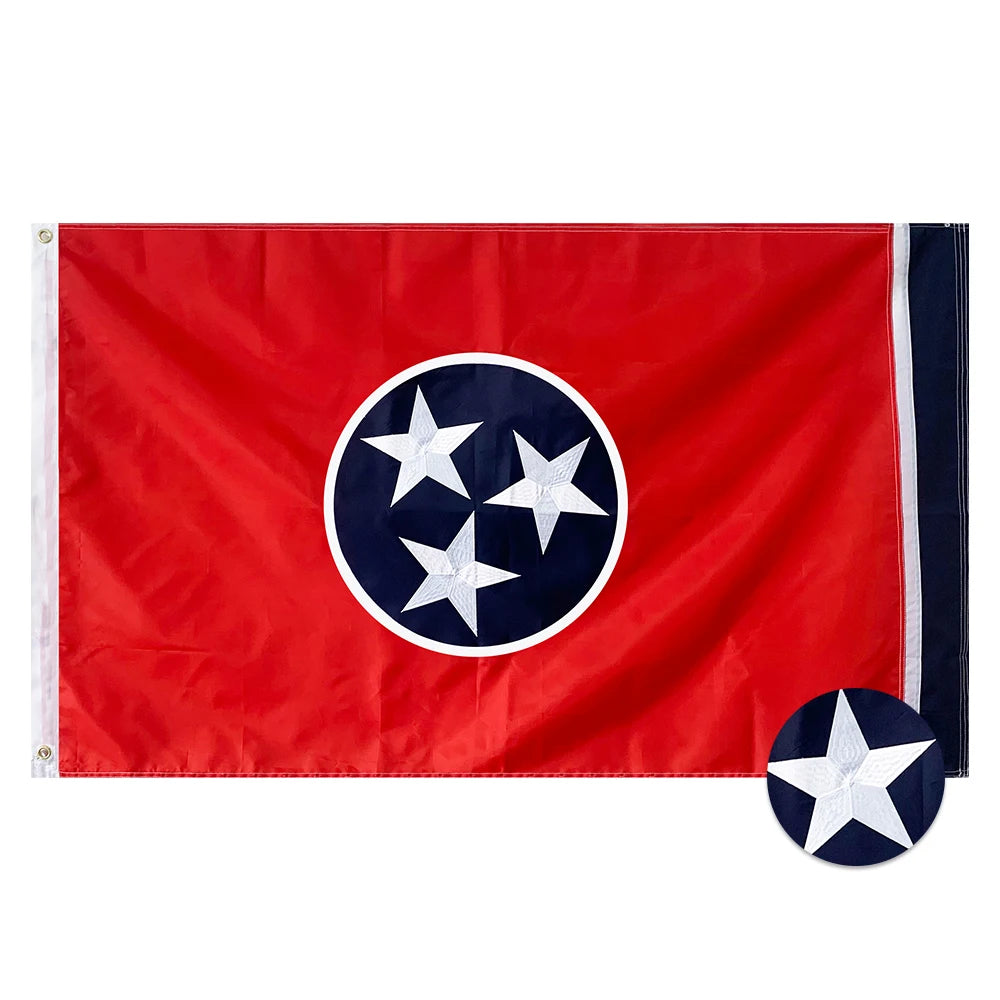 Heavy Duty Tennessee State Flag Embroidered 3x5 Ft 210D Oxford US TN Banner Brass Grommets