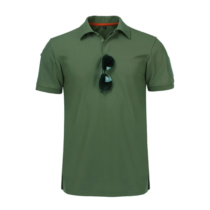 Men's Tactical Short Sleeve Custom for Polo Shirt Knitted Fabric Printed Outdoor Combat Pullover T-Shirt Blank Customizable