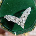 Huitan S925 Exquisite V Shaped Marquise Cut Crystal Zircon Rings Bridal Wedding Engagement 925 Sterling Silver Rings for Women