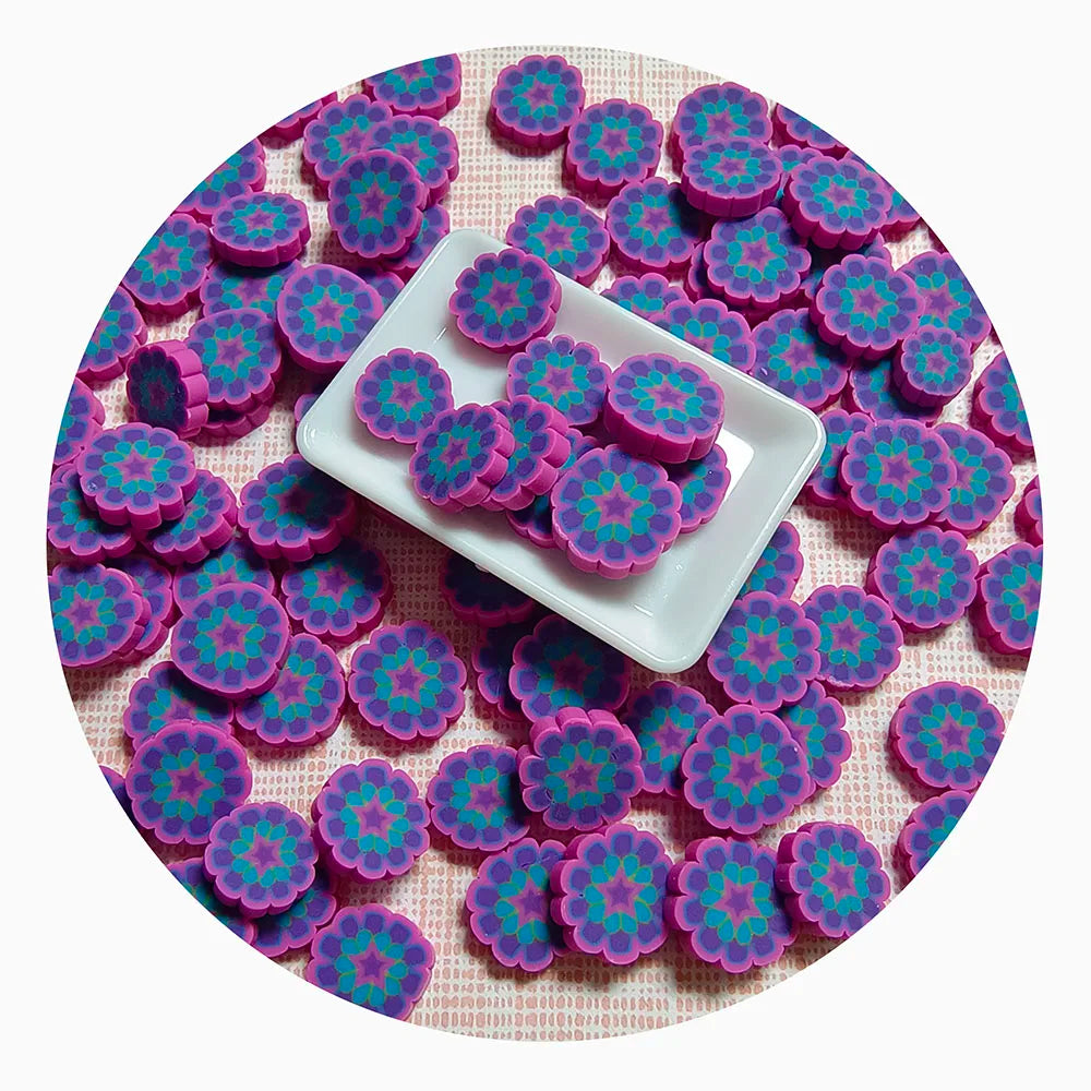 Mini Purple Flower Star Slices 10mm Polymer Clay Sprinkles DIY Crafts Nail Art Sticker Decoration Slime Filling