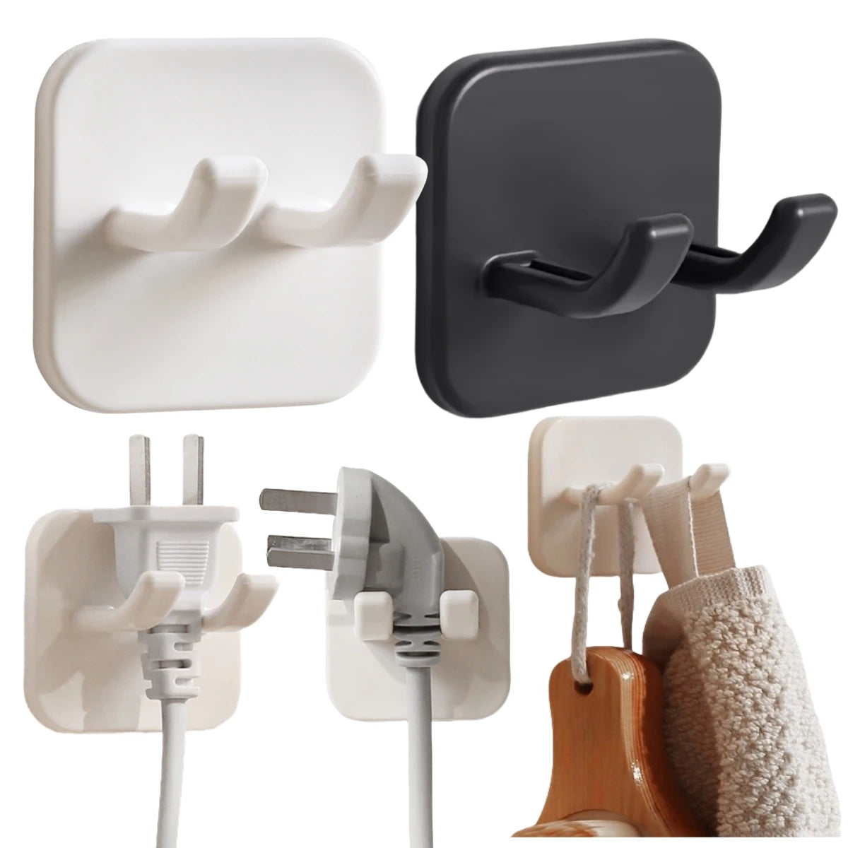 Wall Storage Hook Punch-free Power Plug Socket Holder Kitchen Hook Wall Adhesive Hanger Bathroom