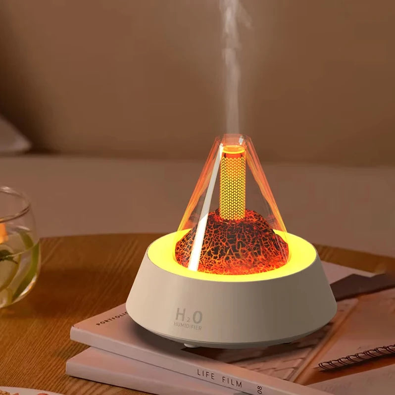 Portable 80ml Home Automatic Ultrasonic Essential Oil Diffuser Spa Home Relaxation Aroma Diffuser Lava Volcano Simulates 1 Year
