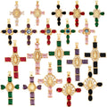 New Religions Virgin Mary Evil Eye Rainbow Cubic Zirconia CZ Paved Cross Charm PendantJewelry Necklace Bracelet Accessories M73