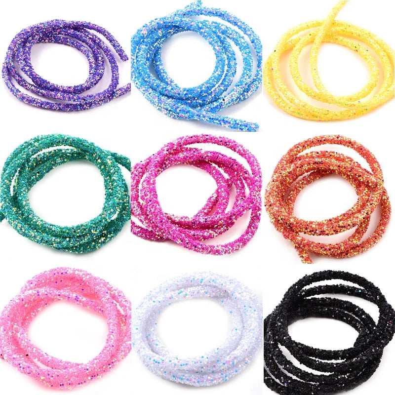 Shoe Lace Charms Colorful AB Sequin Hose DIY Jewelry Accessories Plastic Hose Belt Hair Hoop Drill Tube Shoes Hat Drill Belt Acc