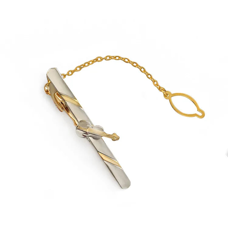 New Pattern Plating Metal Gold Silver Musical Instrument Violin Guitar Pleasure Tie Clip for Men
