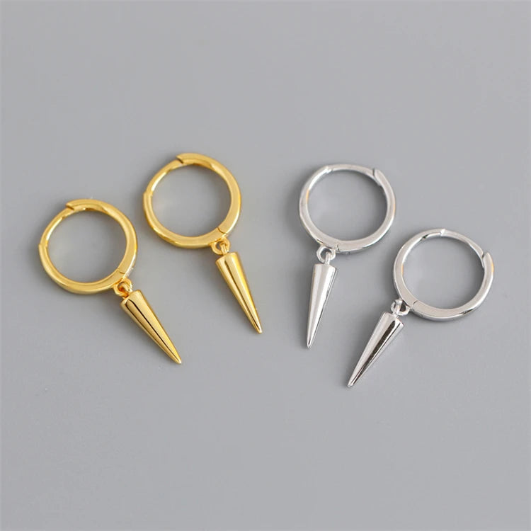Punk Fine Jewelry Geometric Hexagonal Conical 18k Gold 925 Sterling Silver Hoop Earrings for Women