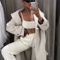 Custom logo Sweat Suits Wholesale Tracksuit Outfits for Ladies Two Piece Crop Top and High Waist Jogger Pants Set Women