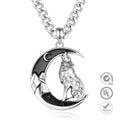 Fashion Design 925 Sterling Silver Wolf Pendant Mens Cuban Chain Necklace Hip Hop Jewelry