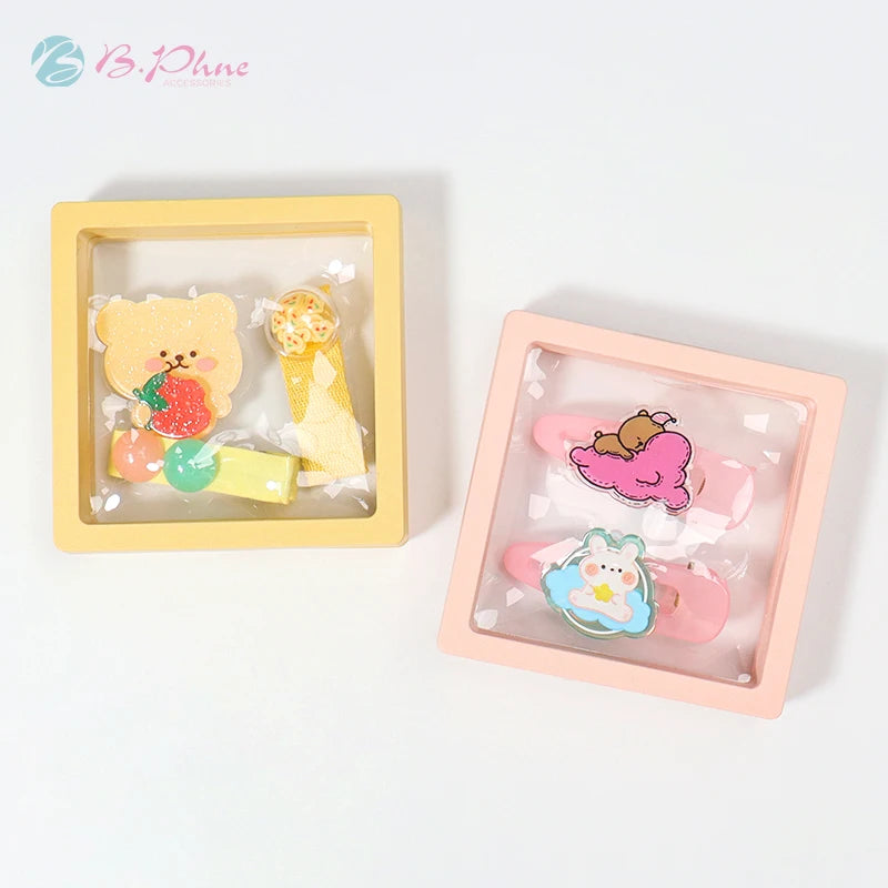 New Arrivals Baby Hair Decoration Pink Cute Series Hair Clips Set with Gift Box