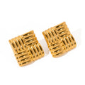 J&D Custom Fashion Stainless Steel Gold Plated Girls Simple Unique Textured Cube Geometric Stud Earring