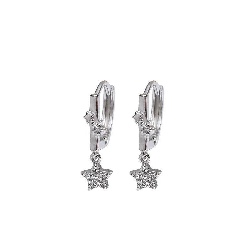 2023 NEW INS 925 Sterling Silver Star Shape Hoop Earrings for Women Drop Shipping