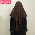2305# New Front Back 2 Layer Chiffon Khimar Solid Color Women Hijab Muslim Modest Fashion Long Hijabs Wholesale Scarves 19 Color