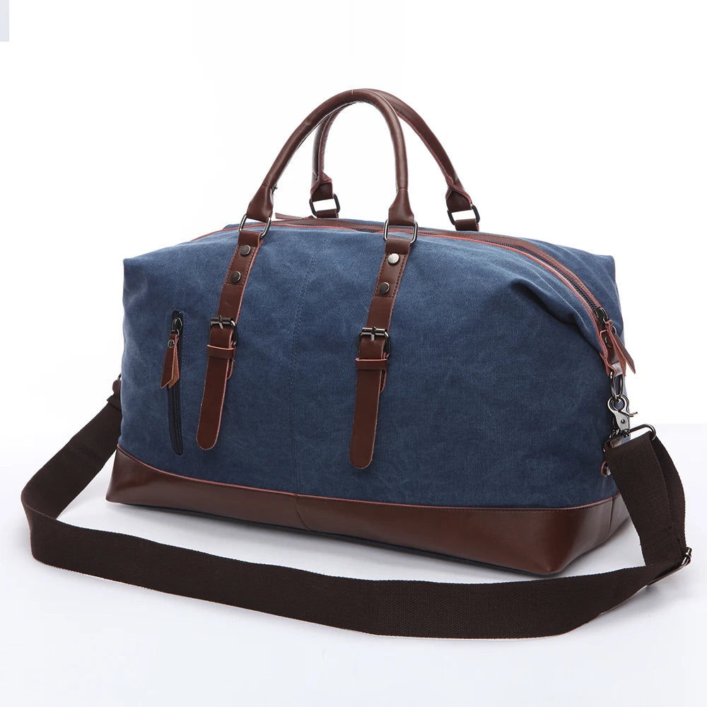 High Quality Large Capacity Men's Travel Luggage Trolley Set Solid Color Canvas Factory Direct Factory Price Suitcase Duffel Bag