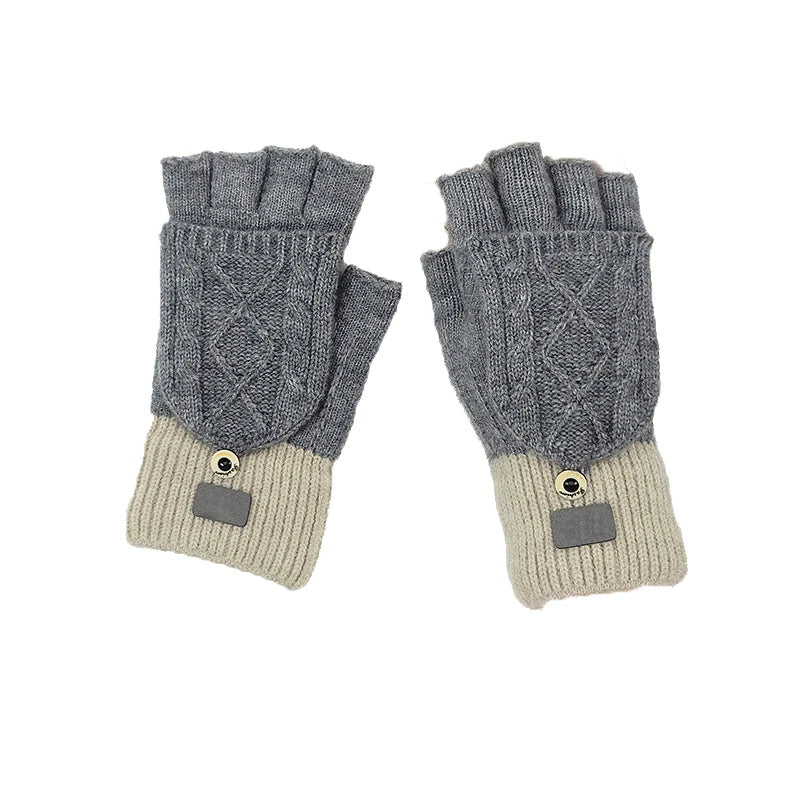 GL112 Cotton Custom Winter Knitted Gloves Striped Fingerless Flip Cover Knit Touch Screen Gloves