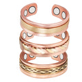 Energinox Adjustable Sizing  4 Pcs Magnets Inserted Pure Copper Healing Magnetic Ring Sets for Arthritis Joint Pain Relief