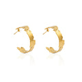 Chris April Fashion Jewelry 316L Stainless Steel Pvd Gold Plated Non-tarnish Foil Bumpy Texture Hoop Earrings