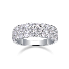 Best Selling Custom Engagement 925 Sterling Stone Eternity Wedding Jewelry Women Moissanite Ring Silver