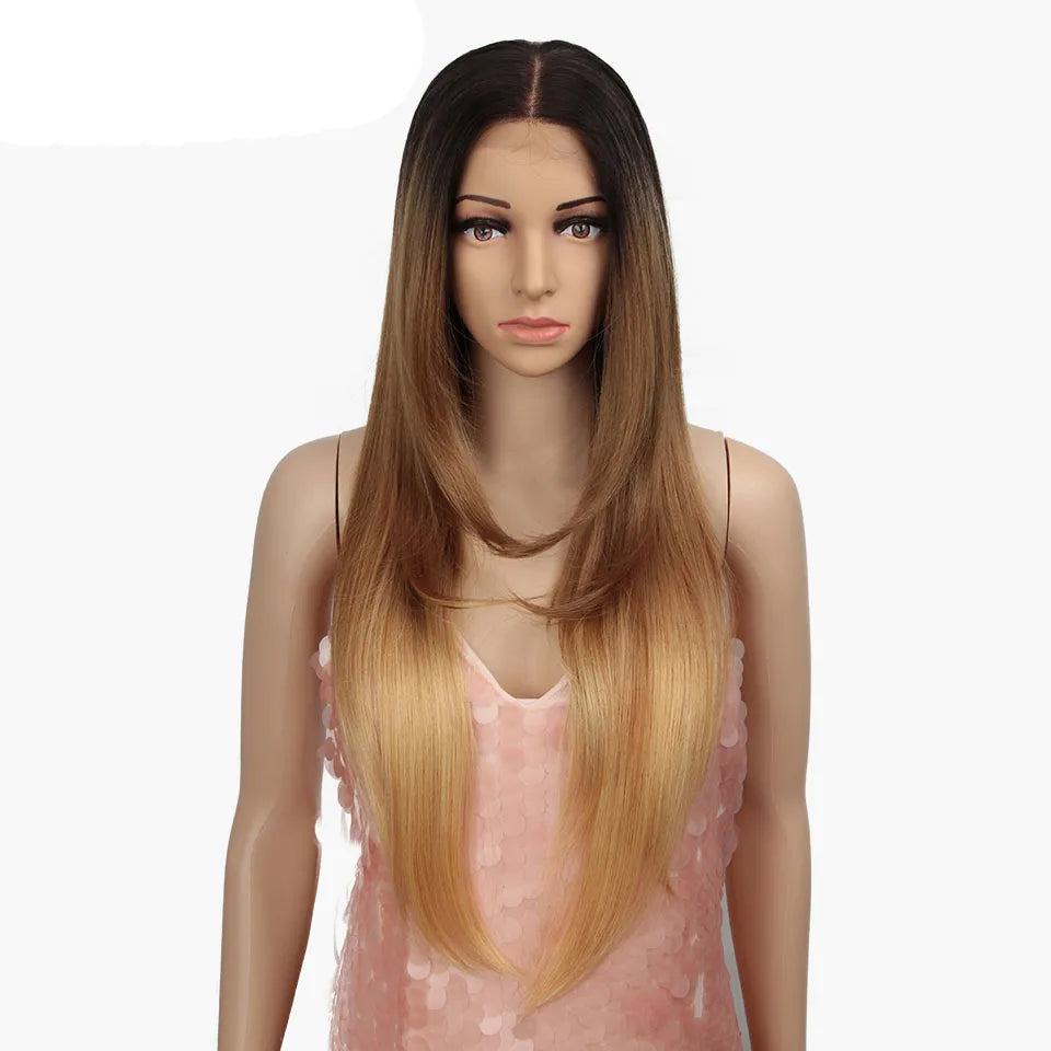 Hot Selling Hairline Cosplay Hair Synthetic Wigs for Black Women Heat Resistant Straight 613 Orange Blonde Lace Front Wigs