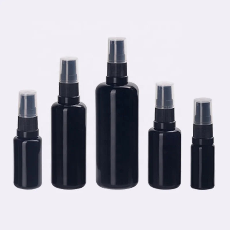 Black Cosmetic Bottle 10 ml 15 ml Empty Black Glass Bottle 30 ml 50 ml 100 ml Serum Pump Bottle for Cosmetic Package
