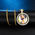 MJ Jewelry Hip Hop Double Side Rotating Gold Picture Necklace Pendant