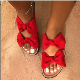 Summer Outdoor slippers Large Bow Flat Sandals and slippers Womens Casual Shoes