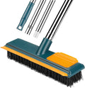 Floor Scrub Brush 2 In1 Floor Rubber Cleaning Ground Brush with Comb Teeth and Squeegee Cleaning Brushes Kitchen Broom