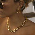 15mm Full Core Stainless Steel Necklaces 18K Gold Plated Link Chain Choker Six Surface Grinding Necklace Jewelry