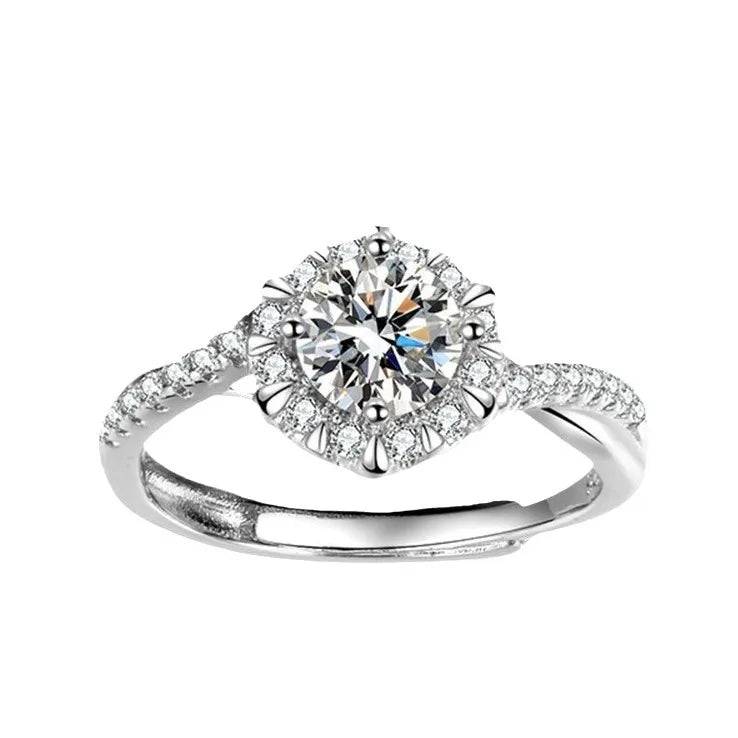 Fashion Jewelry Rings Wedding S925 Sterling Silver Diamond Moissanite Stone Engagement Ring for Women