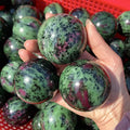 Wholesale Natural Ruby in Zoisite Sphere Healing Carving Stone Crystal Crafts Ball Home Decoration Gift