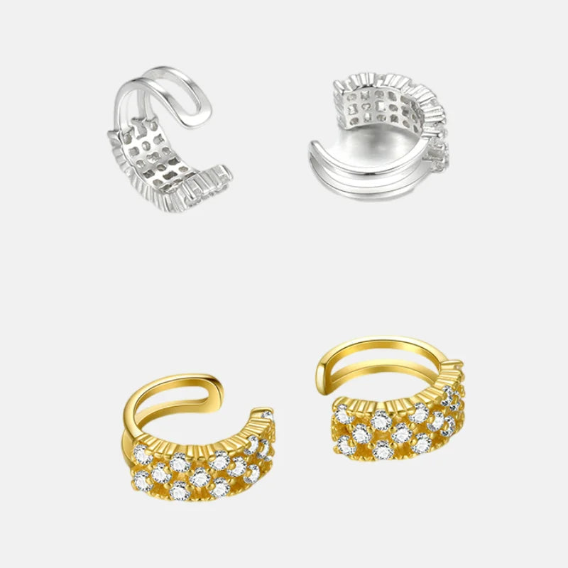 Minimalist 925 Sterling Silver Large Skeletonized Cz Korean Designer Fashion Fine Jewelry Gold Plated Screw Back Earrings Women