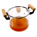 Wholesale clear High Borosilicate Glass Cooking Pot with Wooden Handle