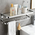 Silver 304 Stainless Steel Modern Eco-Friendly Towel Holder Rack Corner Mounted Folding Bath Wall Mounted Hook Bathroom 5 Year