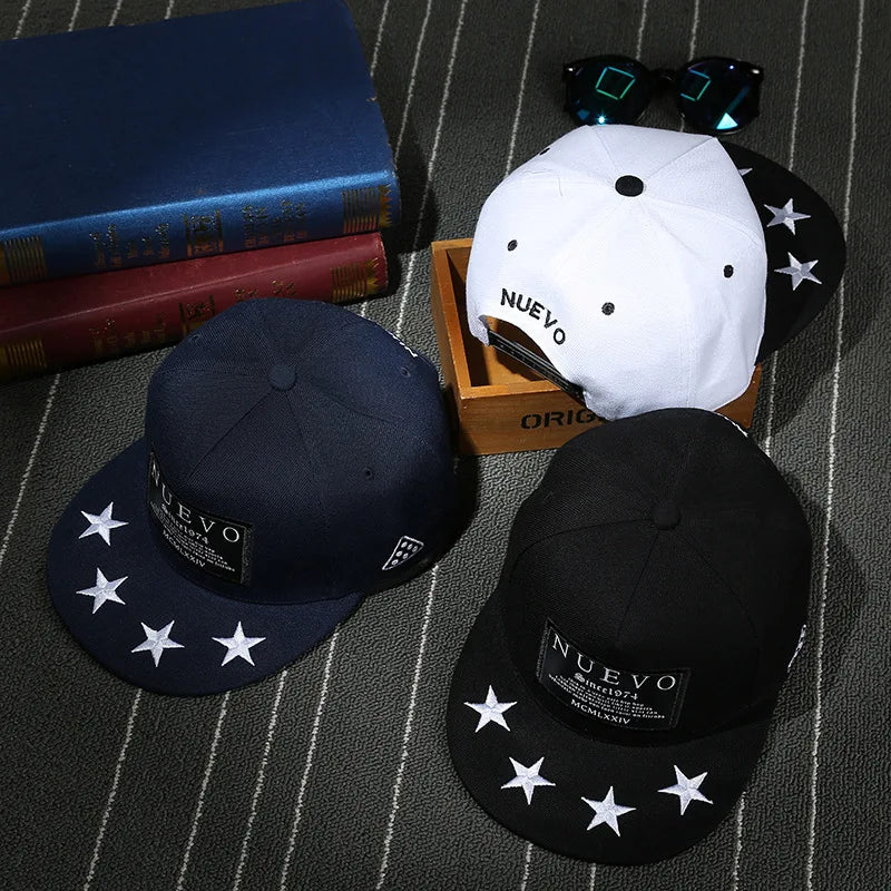 Wholesale 2024 Vintage 6 Panel Casquette Gorra Flat Bill Brim Hiphop Baseball Cap Star Patch Embroidery Snapback Hat for Men