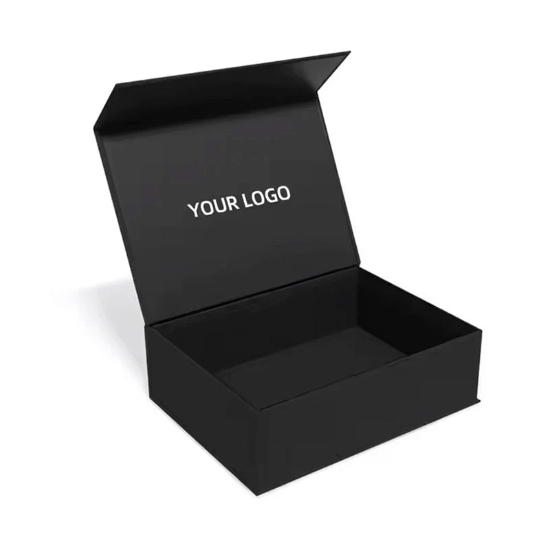 Black Cardboard Packing Folding Shoe Kraft Paper Gift Box Customization Luxury Flapclosure Magnetic Paper Box Packaging