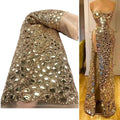 Laser Cut Sequin Lace Nigerian Lace Embroidery Party Dress Fabric Lace Material