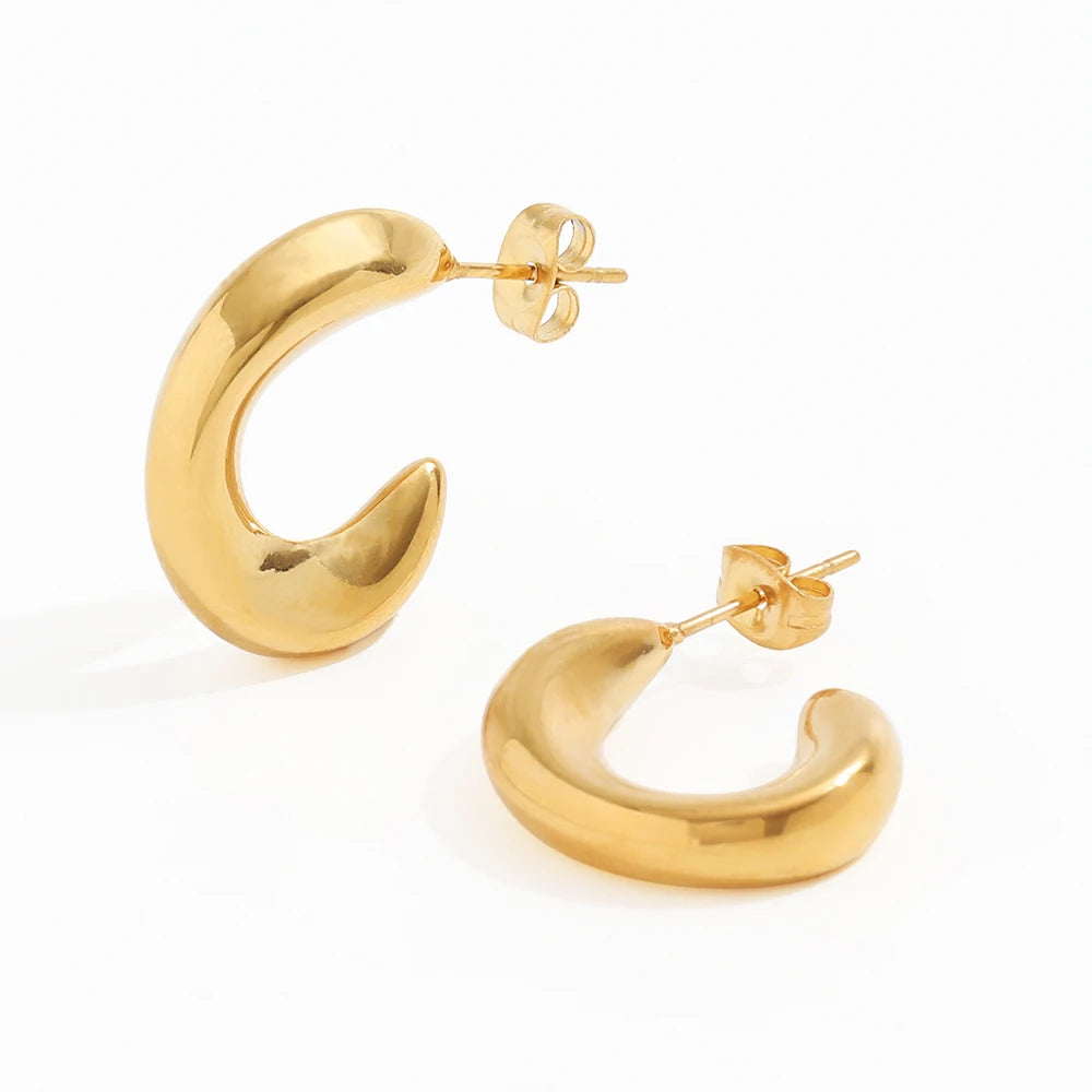 High End 18k PVD Gold Plated Costume Jewelry Hollow Geometric Stainless Steel Hoop Earring MegaBDM